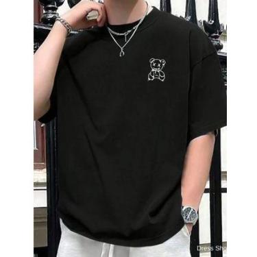 Imagem de Camiseta Masculina Ursinho Minimalista Camisa 100 algodão malha 30.1 -