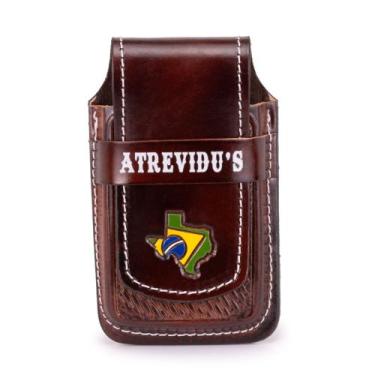 Imagem de Bainha Porta Celular Rústica Atrevidu's Country Couro Brasil, Tabaco, 