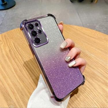 Imagem de Capa de telefone transparente com revestimento de glitter gradiente para Samsung Galaxy S24 S23 S22 Plus Ultra S20FE S21FE Note 20 Ultra à prova de choque, 1, para Samsung S21FE