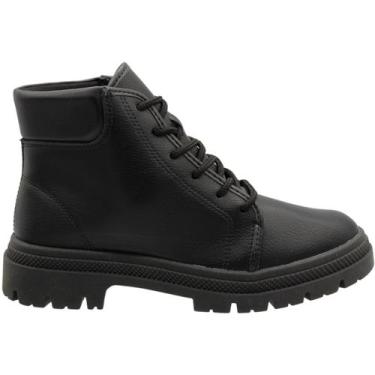 Imagem de Bota Coturno Moleca Napa Floather Zurique Confortável Feminina, Preto,
