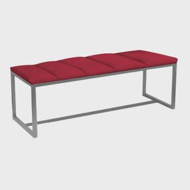 Imagem de Calçadeira Industrial Carla 100cm Solteiro Quarto Box Cama Ferro Prata Sintético Vermelho - Ahz Móveis