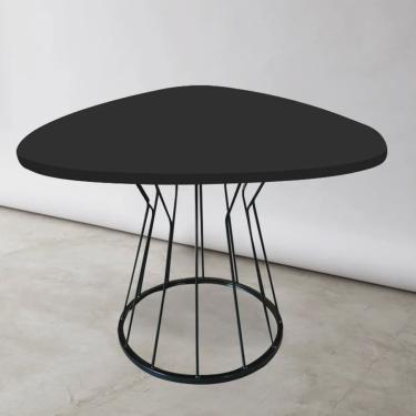 Imagem de Mesa De jantar Orgânica Oval Maisa Para até 4 Lugares Ferro Preto Tampo 100% mdf Preto - Ahazzo Móveis