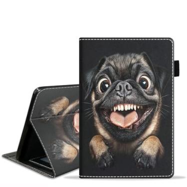Imagem de POIUYTREW Capa para tablet Amazon Kindle Fire HD 10 e 10 Plus de 10,1 polegadas (13ª/11ª geração, versão 2023/2021) - Capa fólio de couro PU com despertar/hibernar automático inteligente, fofo Pug