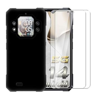 Imagem de WDMYLFTW Capa para Cubot Kingkong X + [2 unidades] Película de vidro temperado - Capa protetora de TPU à prova de choque de silicone transparente macio e flexível para Cubot Kingkong X (preto)