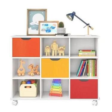 Imagem de Nicho Organizador com Rodízio e 3 gavetas coloridas - FdECOR - Qmovi