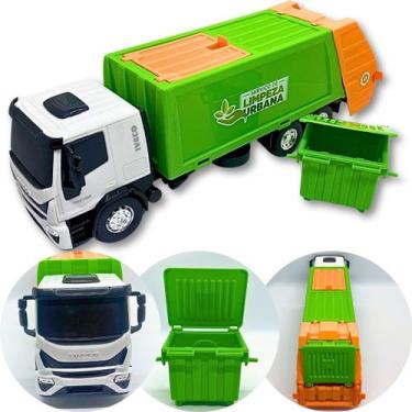 Imagem de Caminhão Brinquedo Lixo Coletor Miniatura Iveco Escala 1:30 - Usual br