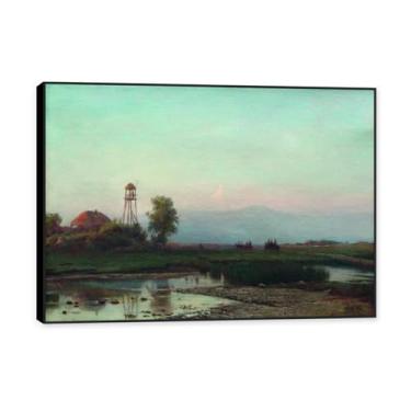 Imagem de Moldura preta. Impressões de Lev Lagorio. Pintura de arte de parede de paisagem marítima. Pôster de reproduções de impressões em tela de paisagem para decoração de casa. (Paisagem 16). 80 x 112 cm -