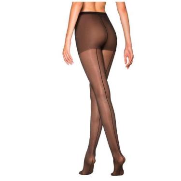 Imagem de Meia Calça Fio 15 Fina Risca Atrás 5685 - Loba - LUPO, GG, Preto