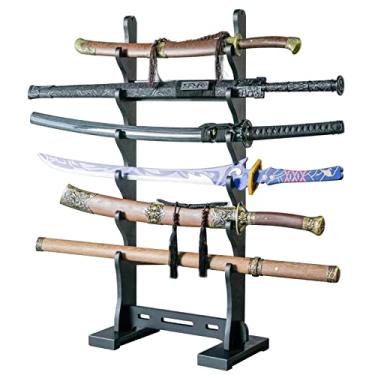 Imagem de Suporte de espada prateleira de exibição de espadas, suporte de exibição de suporte de espada - suporte de espada de piso multicamada, suporte de katana vertical de 24 camadas, prateleiras de armas