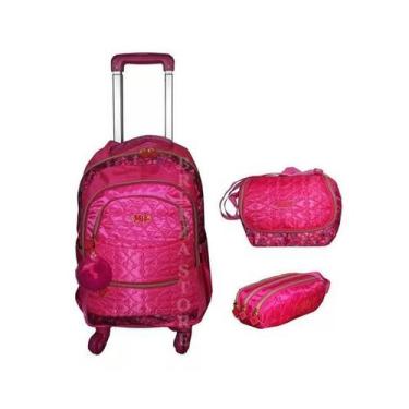 Imagem de Mochila Escolar Juvenil Rodinhas 360 Graus C Chaveiro MC4001 - PLAT1, 