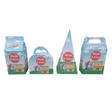 Imagem de Kit Festa 32 Caixinhas Surpresa personalizadas Léo O Caminhão Lembrancinhas Aniversário