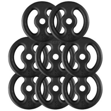 Imagem de Kit 40Kg em Anilhas de Ferro Fundido com 8 Anilhas de 5Kg - SEPO