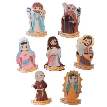 Imagem de Conjunto de ímãs católicos | São Cristóvão, São Bento, Imaculado Coração de Maria, Divina Misericórdia, São José, São Pio e Nossa Senhora de Guadalupe | Lar, Sala de Aula e Escritório Cristãos