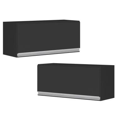 Imagem de Kit 02 Armários Aéreo Multiuso 60cm Basculante Preto Fosco