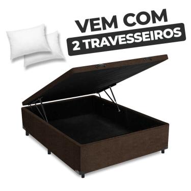 Imagem de Cama Box Baú Casal 138x188x41cm Varias Cores + 2 Travesseiros FL - Colchomax