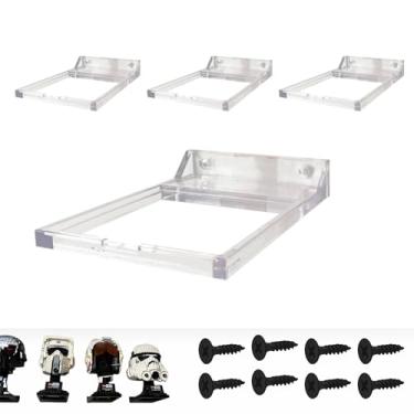 Imagem de TEYOUYI 4PCS Wall Mount for Lego Star Wars Helmet Display Shelf for Lego Star Wars Helmet Compatible with All Standard Helmets Transparent