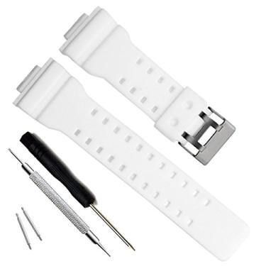 Imagem de Pulseira de reposição OliBoPo de resina natural para homens Casio G-Shock GD120/GA-100/GA-110/GA-100C, Branco, 1 Count (Pack of 1)