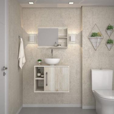 Imagem de Conjunto para Banheiro Gabinete com Cuba Redonda R30 e Espelheira Laura Snow