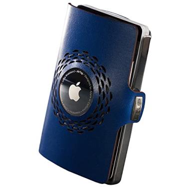Imagem de I-CLIP Impacto de rádio prata original, compatível com carteira Apple AirTag, bolsa de dinheiro, bolsa, estojo de cartão de crédito, porta-cartão de crédito, Azul escuro, Slim (2.36" x 3.39" x 0.59