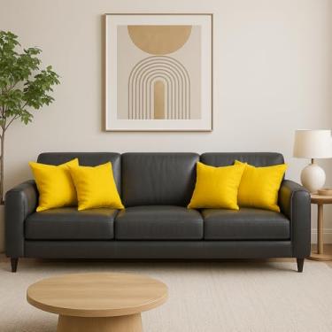 Imagem de Kit de 4 Capas Almofadas Decorativas de Suede 44x44 (Amarela)