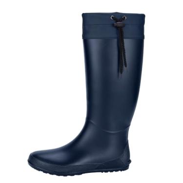 Imagem de Asgard Botas de chuva longas embaláveis femininas de borracha à prova d'água botas de jardim ultra leves galochas planas botas de lama - não para panturrilha larga, Azul, 6-6.5