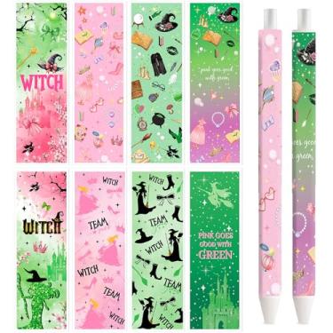 Imagem de UV DTF Pen Wraps Transfer - 40 peças de envoltório de caneta de bruxa UV DTF, adesivos Uvdtf à prova d'água, design de bruxa, adesivos Uvdtf, rosa e verde, decalques de ponta de lápis personalizados