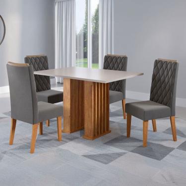 Imagem de Mesa de Jantar 4 Lugares Concept Ripado Marrom/Blonde/Cinza - Viero Móveis