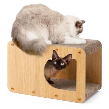 Imagem de Cardboard Cat Scratcher House EHEYCIGA 43cm para gatos domésticos
