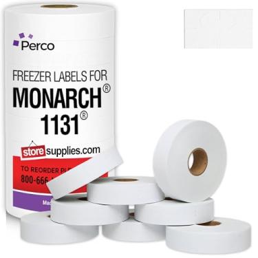 Imagem de Perco Adesivos para Congelador Etiquetas Brancas para Monarch 1131 Price Gun - 1 Manga, 20.000 Etiquetas