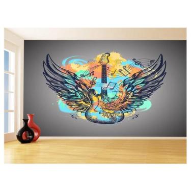Imagem de Papel De Parede Musica Guitarra Arte Graffiti 3,5M Mus111 - Você Decor