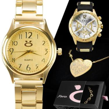 Imagem de kit relógio feminino aço banhado premium presente nota - Orizom