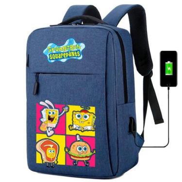 Imagem de Mochila Bolsa MediInfantil com USB Estampa Esponja Divertida Amarela p