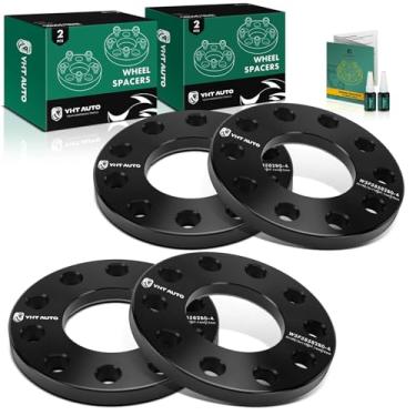 Imagem de YHTAUTO Espaçadores de roda 5x108/5x110 mm 0,47 polegadas compatíveis com Ford & Jeep & Chevrolet & Dodge & Chrysler & Cadillac, 67,1 mm furo central 4 pinos 4 peças espaçadores de pneu preto