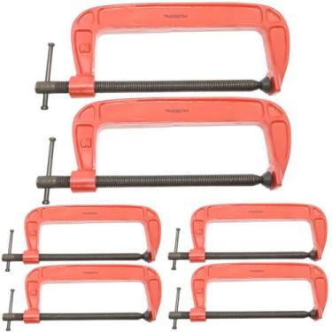 Imagem de KIT 06 Grampo Sargento Tipo C 10'' Polegadas Tradestar