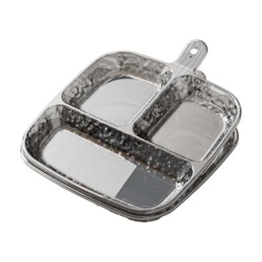 Imagem de Ioensy 2x Pratos Divididos Bandejas de Acompanhamento Multifuncionais Leves Pratos Divididos para Lanche Aperitivo Cozinha, Cinza