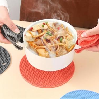 Imagem de Descanso de Panela Redondo em Silicone, Multicolorido, Proteção Térmica de Alta Espessura, Multifuncional