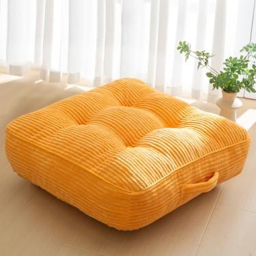Imagem de Almofada de chão lavável de 15 cm para adultos, almofada de meditação, assento quadrado grande, capa de veludo cotelê tufado removível, para sala de estar ou ioga, 55 x 55 cm, lavável na máquina