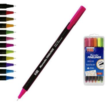 Imagem de Canetas de Hidrografia Fineliner, 12 Cores à Base de Água - Kaz