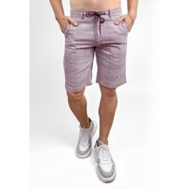 Imagem de Bermuda Short Xadrez Linho Vinho Premium La'Oase Masculino-Masculino