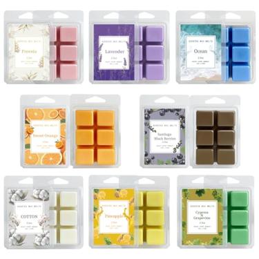 Imagem de Aubinkenny Cubos de cera perfumada derrete perfume forte de longa duração, cubos de cera de soja para gelatina mais quente, conjunto de derretimento de cera, rosa, maçã, jasmim, baunilha, bergamota