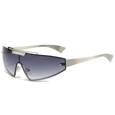 Imagem de Óculos de sol retrô olho de gato masculino, fashion, peça única, gradiente, espelhado, UV400, feminino, esportivo, punk, óculos de sol, cinza prateado, tamanho único