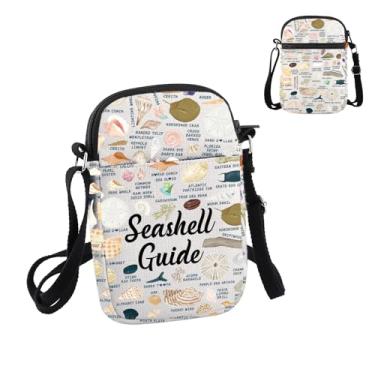 Imagem de PWHAOO Bolsa tiracolo S-hell Lover Gift Shell Reference Guide, Bolsa de viagem para amantes de praia, presente de férias de verão, Guia de referência da concha P