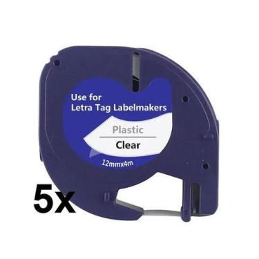 Imagem de kit 5 Fitas Plástica Compatível Letratag 12267 Incolor 12mm - no-brand