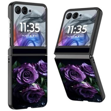 Imagem de WZCJDHMJ Capa para Motorola Razr 2025/2024, fina, fina, rígida, policarbonato, antiarranhões, capa protetora à prova de choque para Moto Razr 50-Three Purple Roses