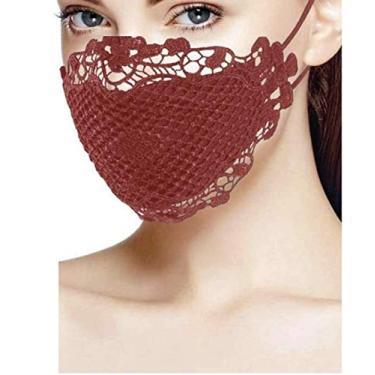 Imagem de M JOFFEE Máscara facial de renda sexy para mulheres - alças ajustáveis - fofa, sexy, lavável e reutilizável. (vermelho)
