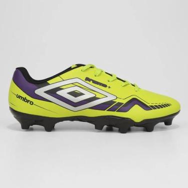 Imagem de Chuteira Campo Umbro Prisma Verde Lima, Verde, Roxo, 44, Unissex