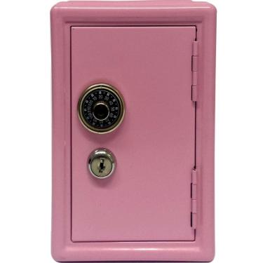 Imagem de Mini Cofre Mecânico Dinheiro Joias Rosa Segredo Chaves