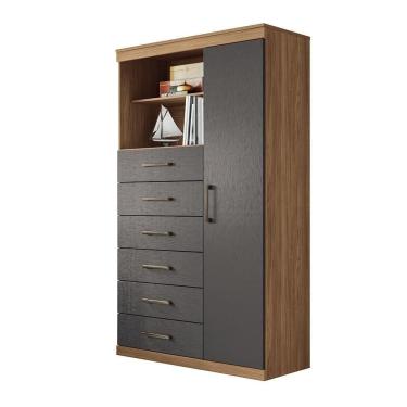 Imagem de Multi-cômoda Marabá Com Porta E 6 Gavetas Jatobá/grafite - Santos Andirá Jatobá/grafite