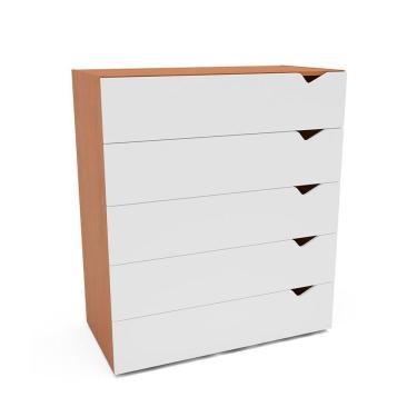 Imagem de Cômoda Porto 5 Gavetas Branca e Freijó