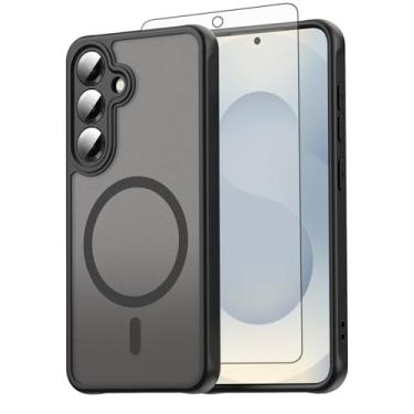 Imagem de Asuwish Capa de telefone para Samsung Galaxy S24/S25 5G, compatível com Magsafe Magnetic, translúcido fosco anti-impressão digital, capa protetora à prova de queda S 24 24S 25 25S G5 SM-S931U feminina